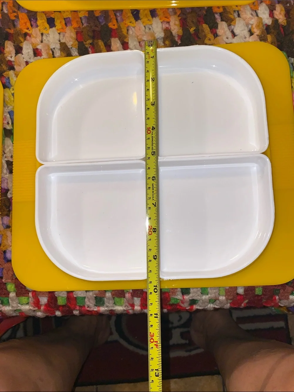 Vintage Yellow and White Removable Sectioned Serving Trays - Set of 4